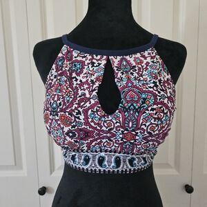 Ellen Tracy Swim Top Women's Multicolor Paisley Swim Bathing Suit Top Only SZ 10
